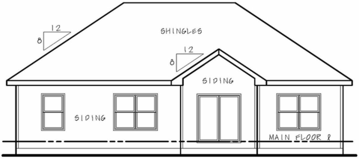 Rear Elevation for House Plan #153731