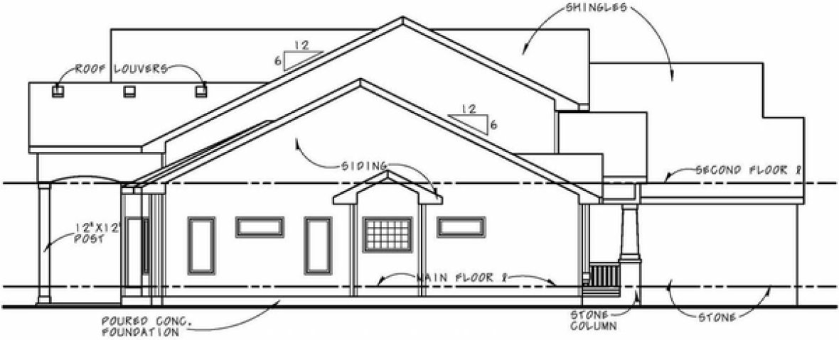 Left Elevation for House Plan #157423