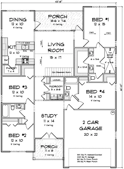 Main Floor Plan for House Plan #241481