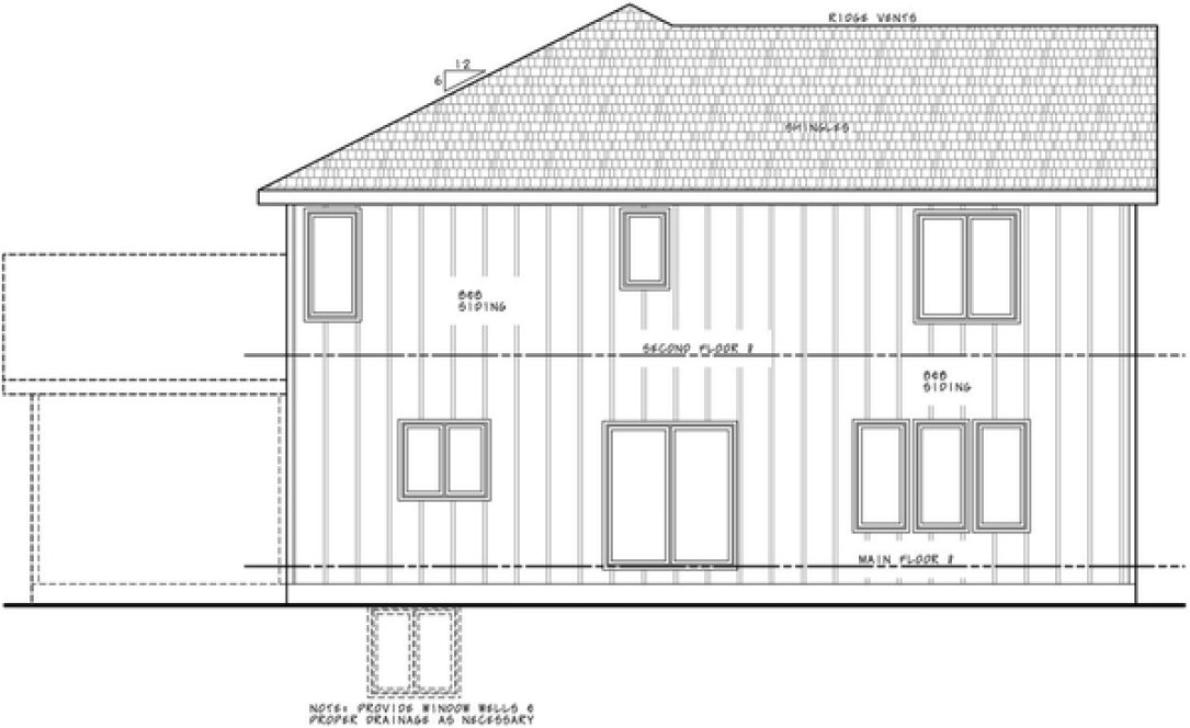 Rear Elevation for House Plan #154132