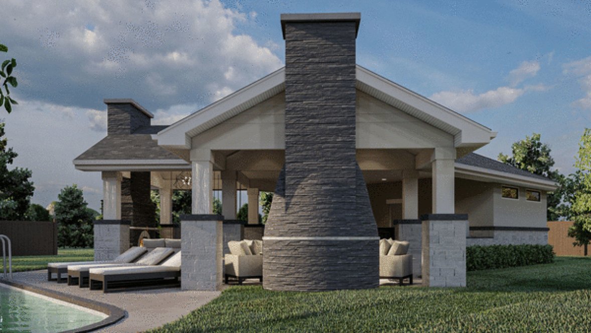 Rear Elevation for House Plan #702620