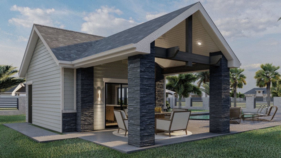 Rear Elevation for House Plan #706030