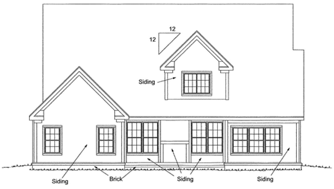 Rear Elevation for House Plan #240314