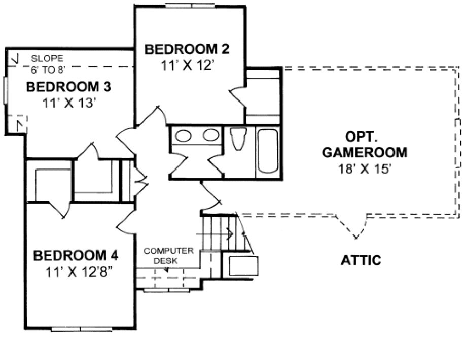 Second Floor Plan for House Plan #240314
