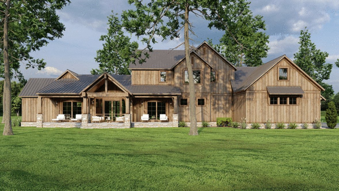 Rear Elevation for House Plan #313273