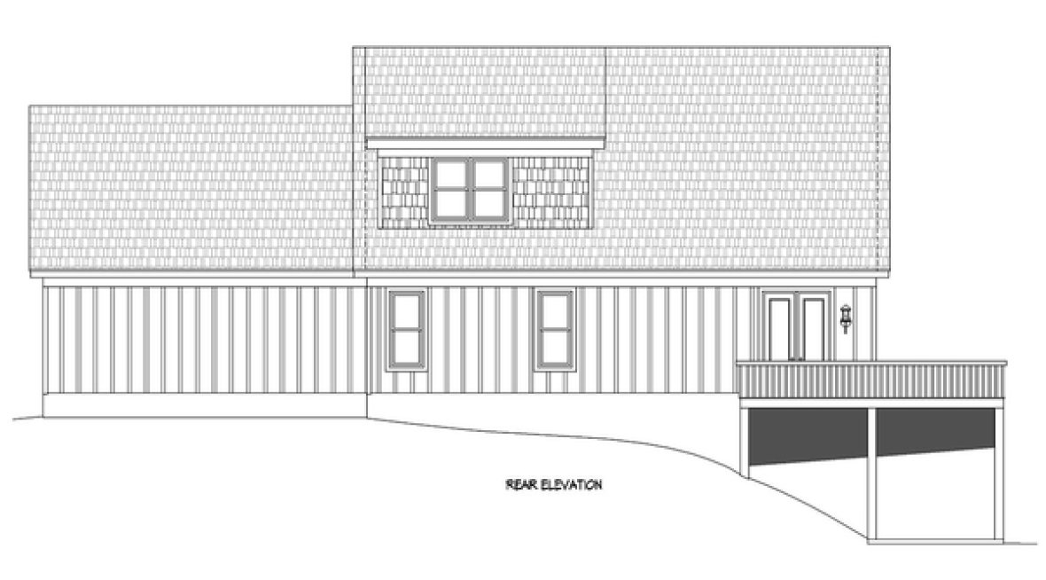 Rear Elevation for House Plan #693112