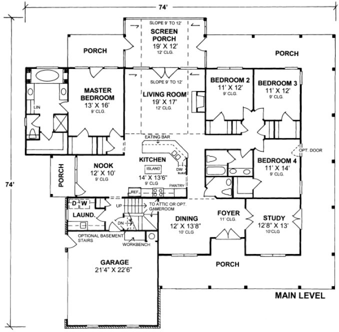 Main Floor Plan for House Plan #245314