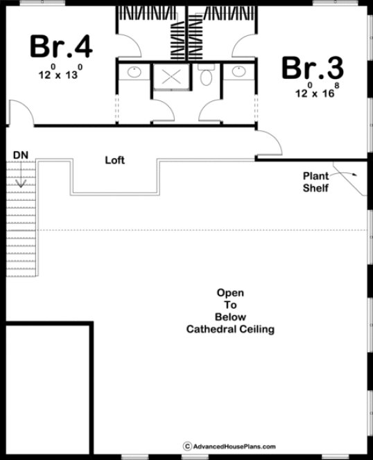 Second Floor Plan for House Plan #706772