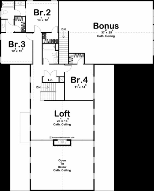 Second Floor Plan for House Plan #701733