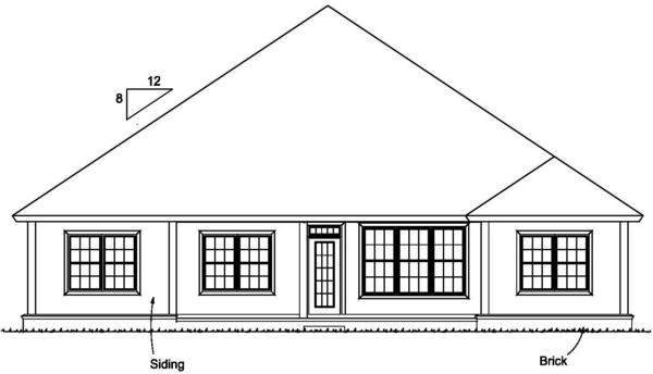 Rear Elevation for House Plan #246991