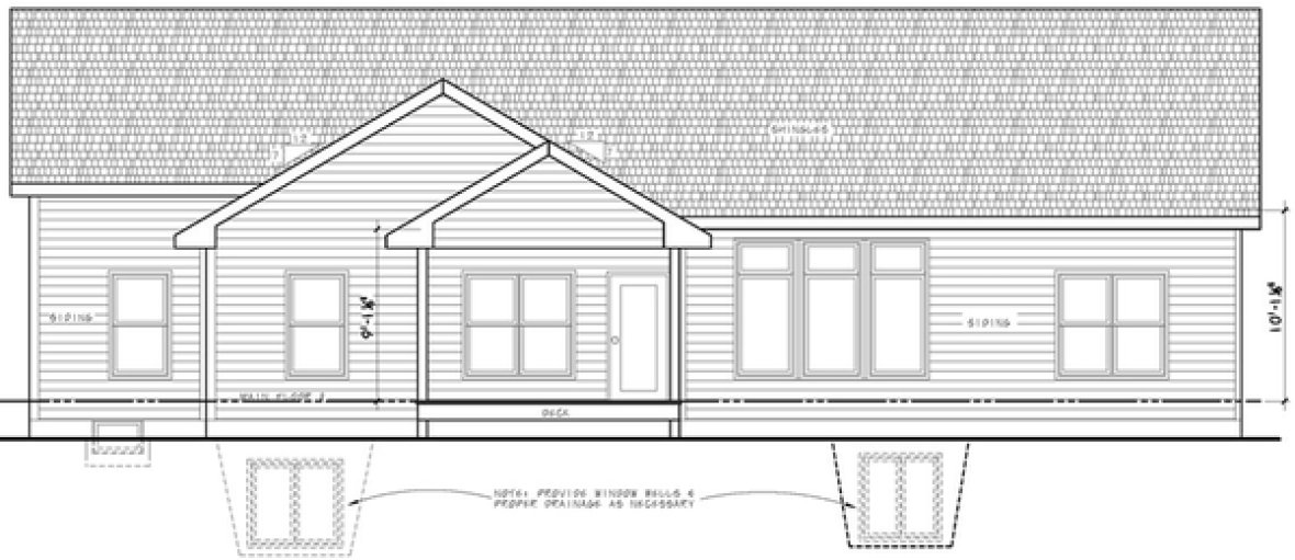 Rear Elevation for House Plan #156381