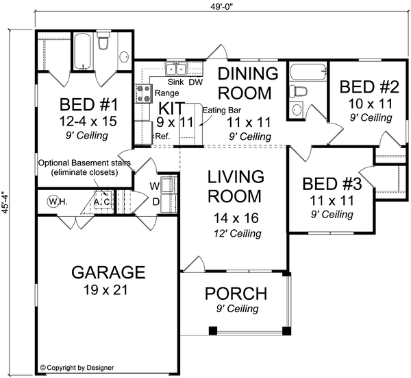 Main Floor Plan for House Plan #245411