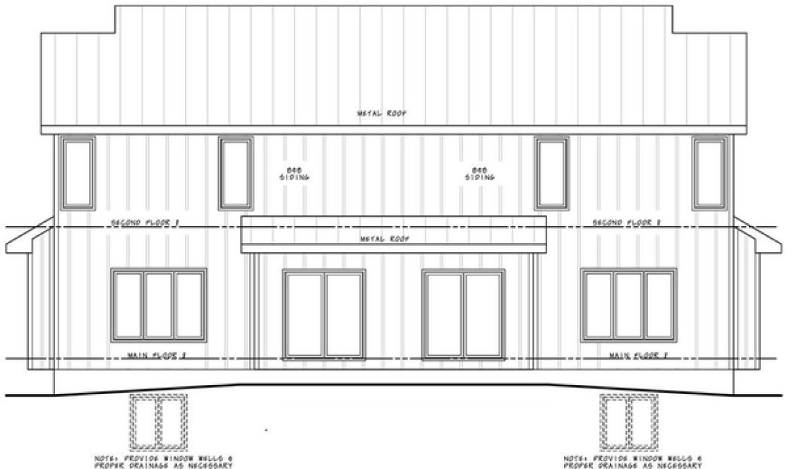 Rear Elevation for House Plan #156382