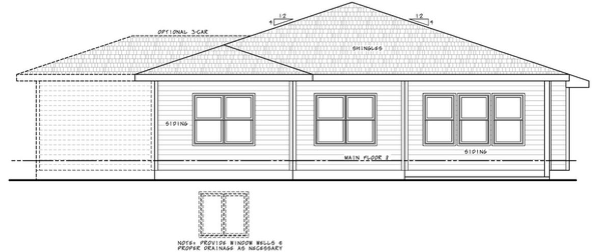 Rear Elevation for House Plan #151741