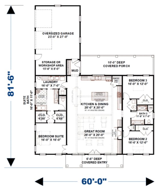Main Floor Plan for House Plan #430642