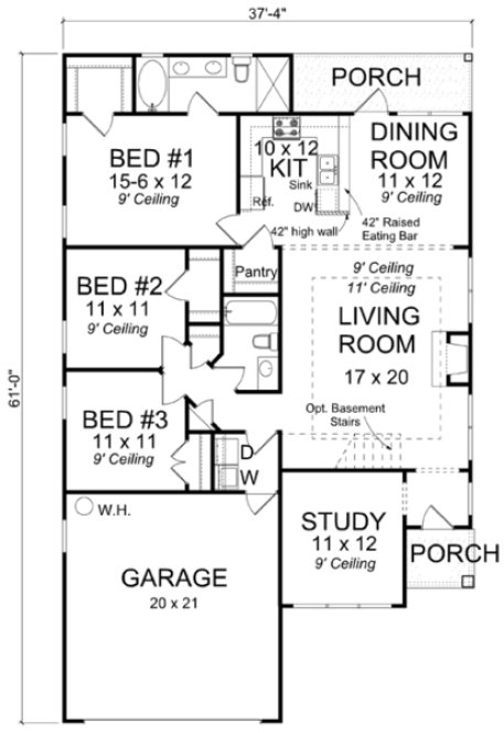 Main Floor Plan for House Plan #245451