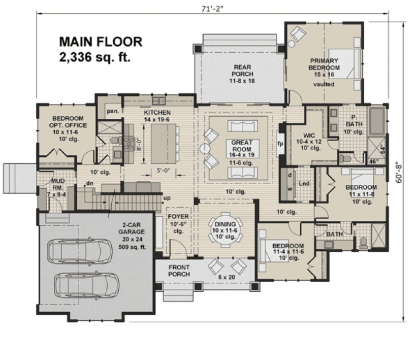 Main Floor Plan for House Plan #287332