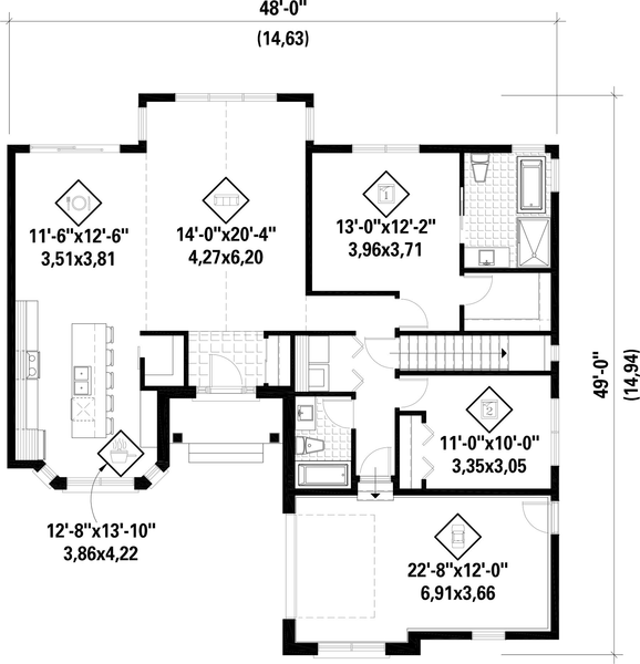 Main Floor Plan for House Plan #179241