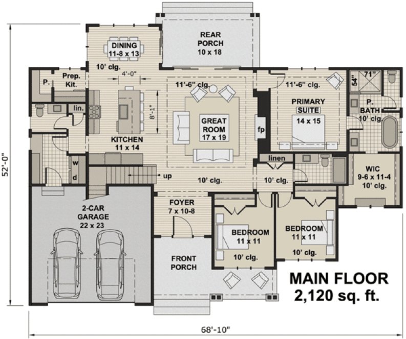 Main Floor Plan for House Plan #280212