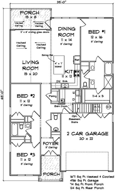 Main Floor Plan for House Plan #241761