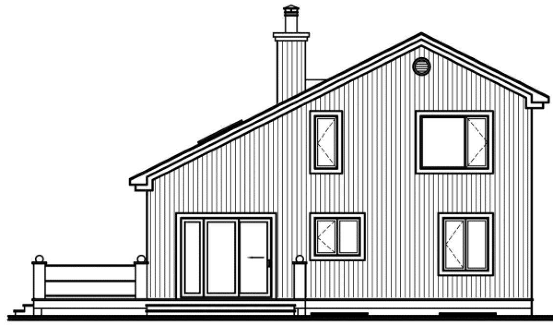 Rear Elevation for House Plan #148392