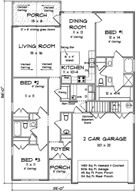 Main Floor Plan for House Plan #243841