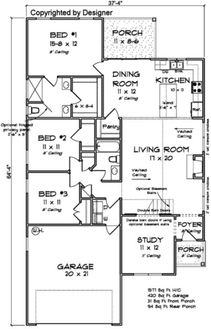Main Floor Plan for House Plan #247751