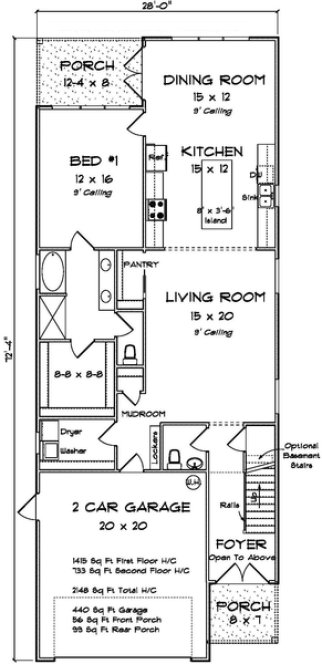 Main Floor Plan for House Plan #248412
