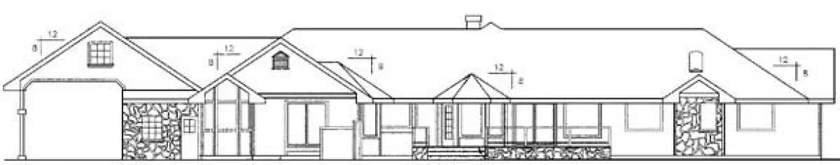 Rear Elevation for House Plan #166133