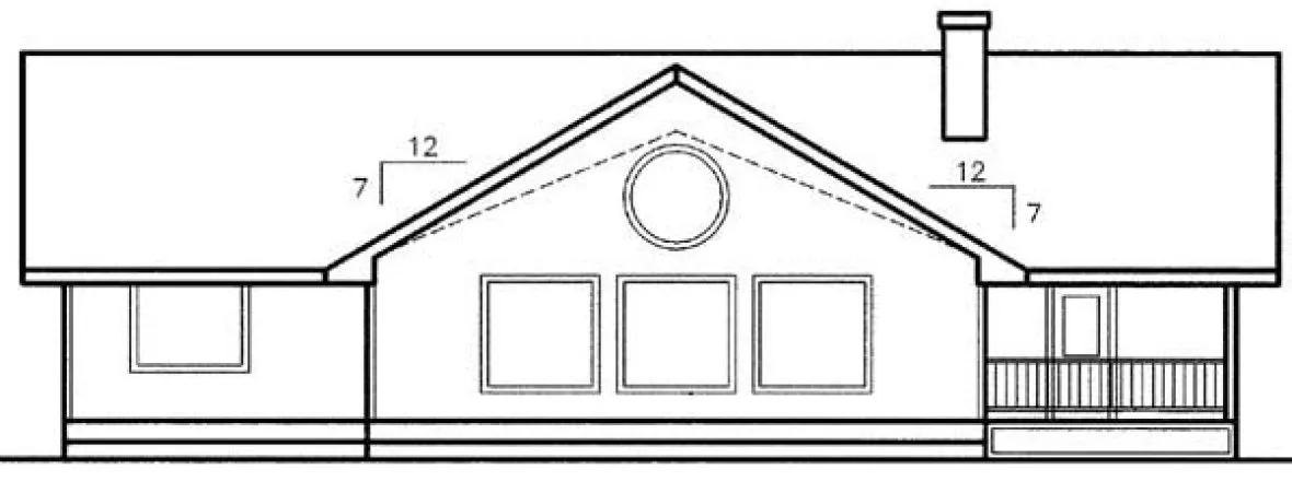 Rear Elevation for House Plan #167133