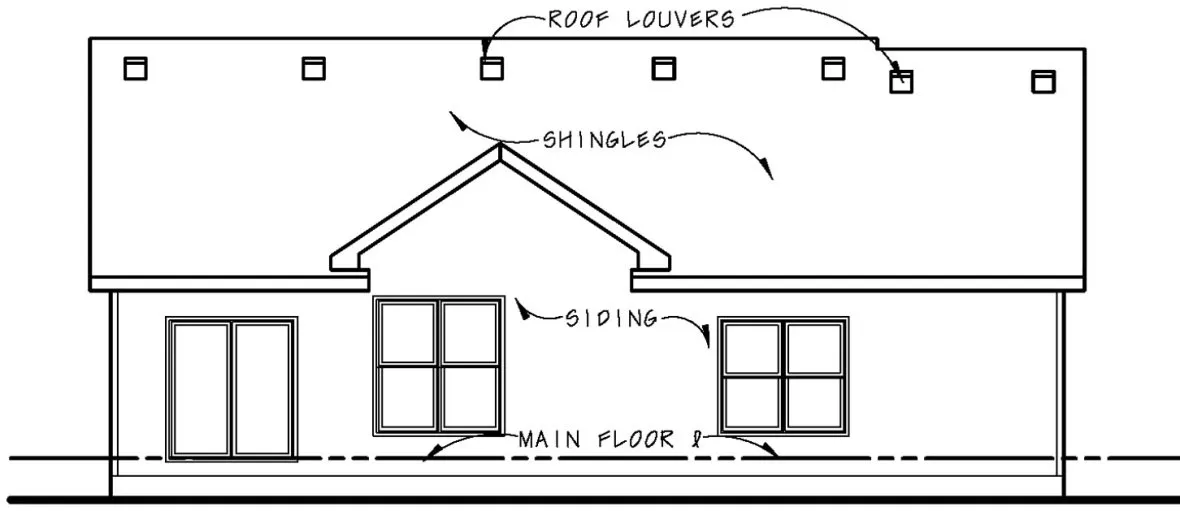 Rear Elevation for House Plan #155051