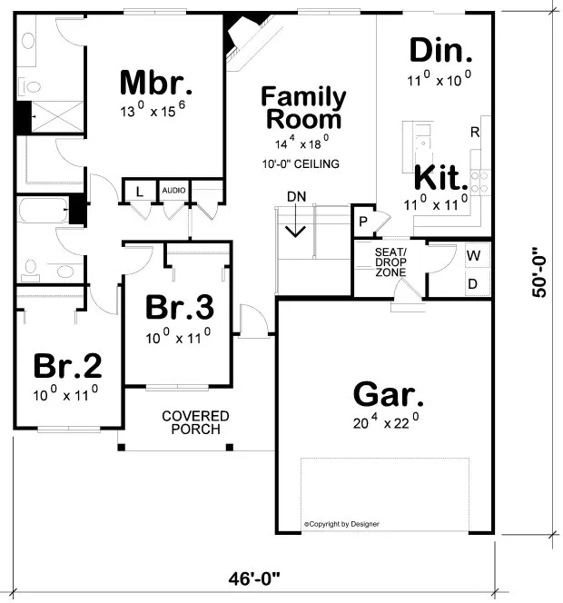 Main Floor Plan for House Plan #155051