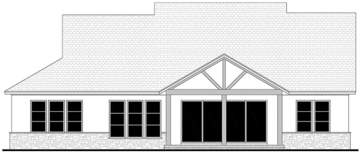 Rear Elevation for House Plan #306272
