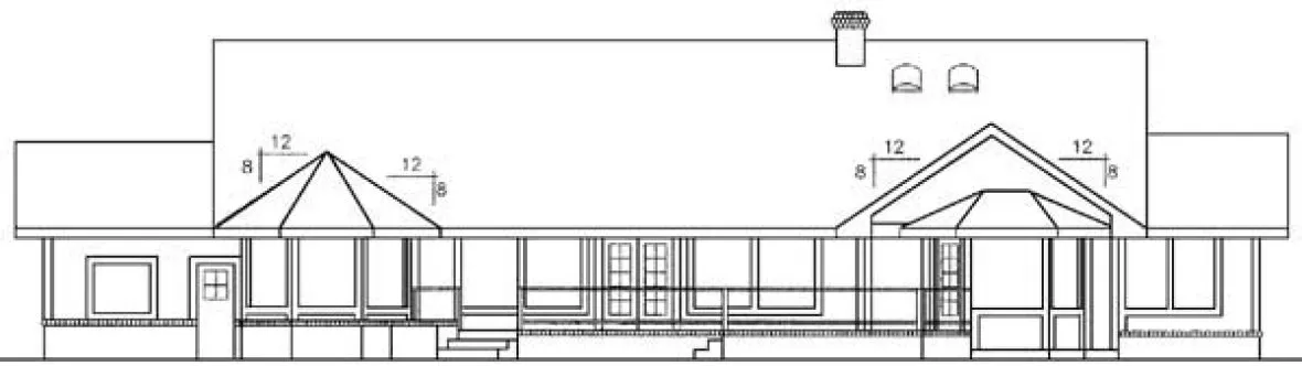 Rear Elevation for House Plan #165233