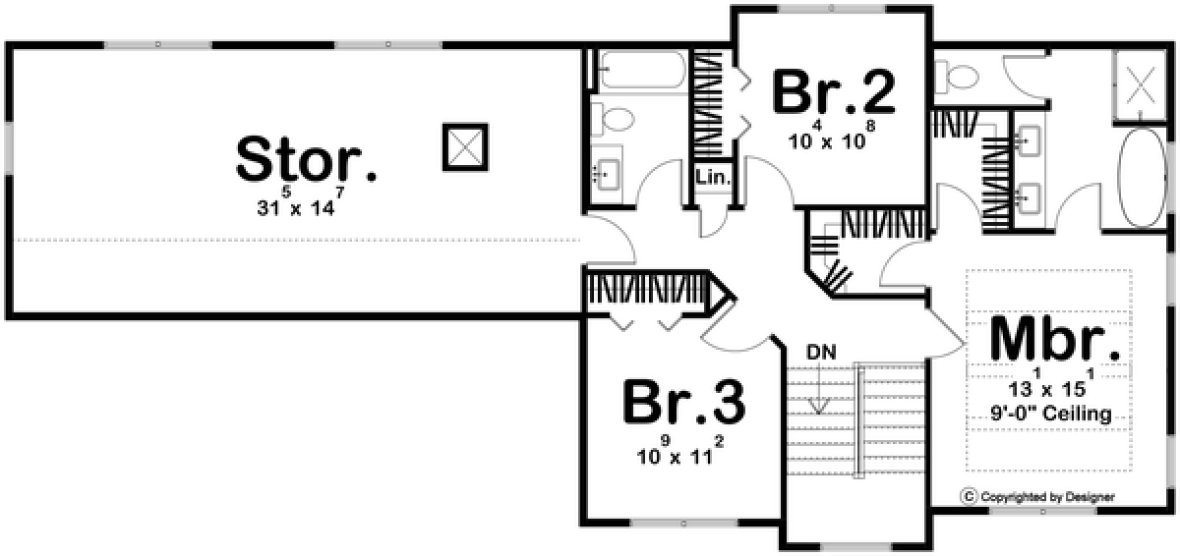 Second Floor Plan for House Plan #707681