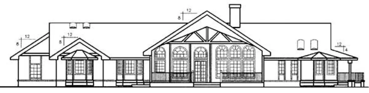 Rear Elevation for House Plan #161043