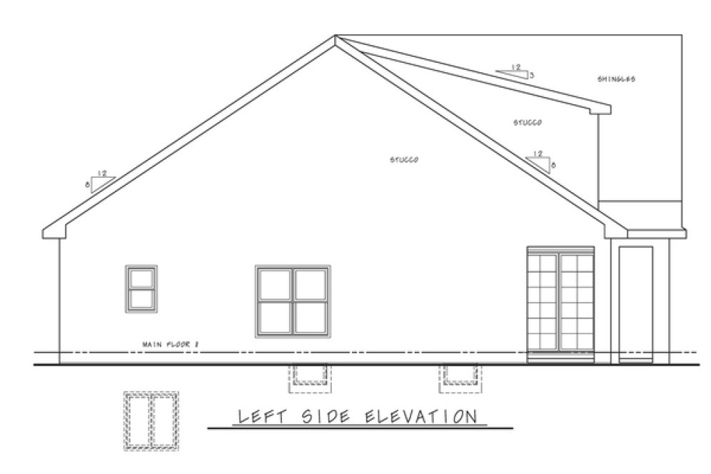 Left Elevation for House Plan #156912