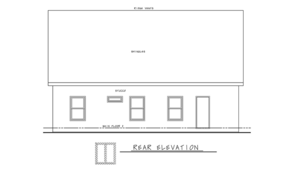 Rear Elevation for House Plan #156912
