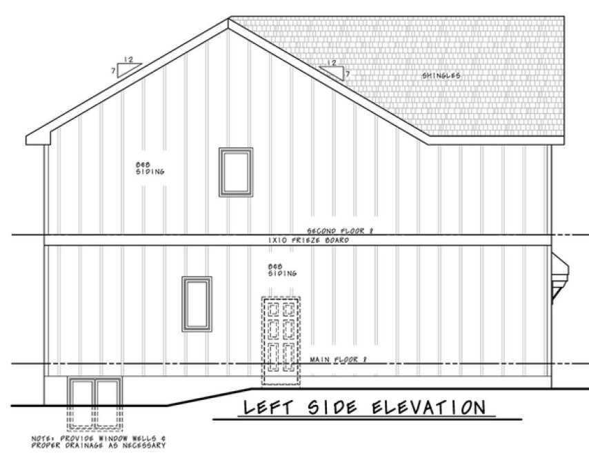 Left Elevation for House Plan #154312