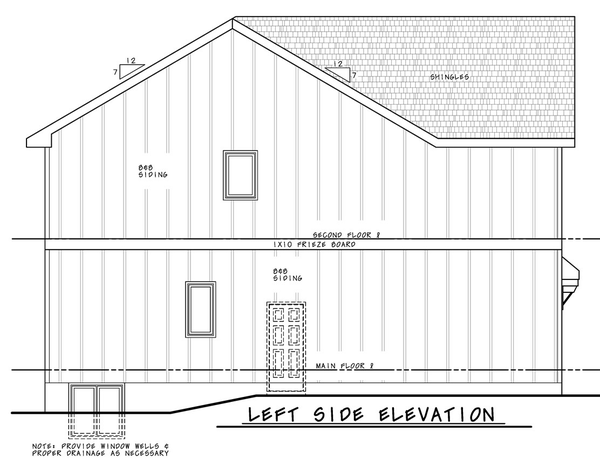Left Elevation for House Plan #154312