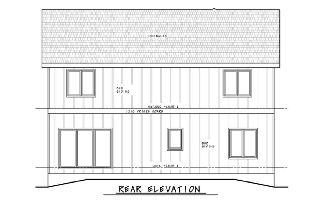 Rear Elevation for House Plan #154312