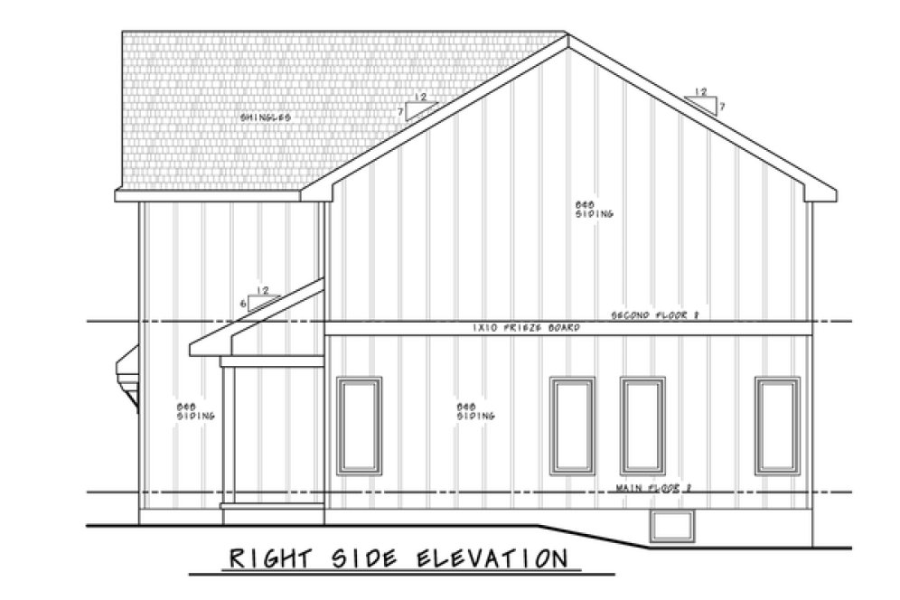 Right Elevation for House Plan #154312