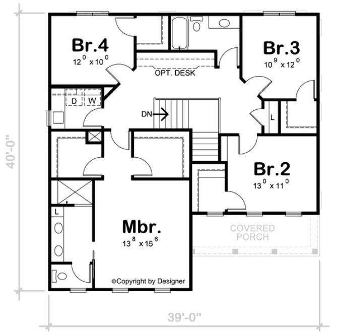 Second Floor Plan for House Plan #154312