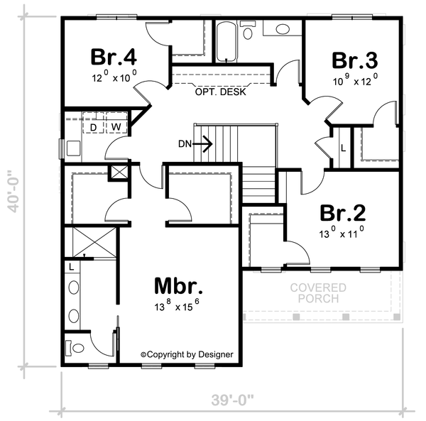 Second Floor Plan for House Plan #154312