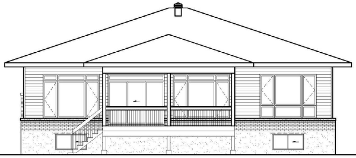 Rear Elevation for House Plan #173991