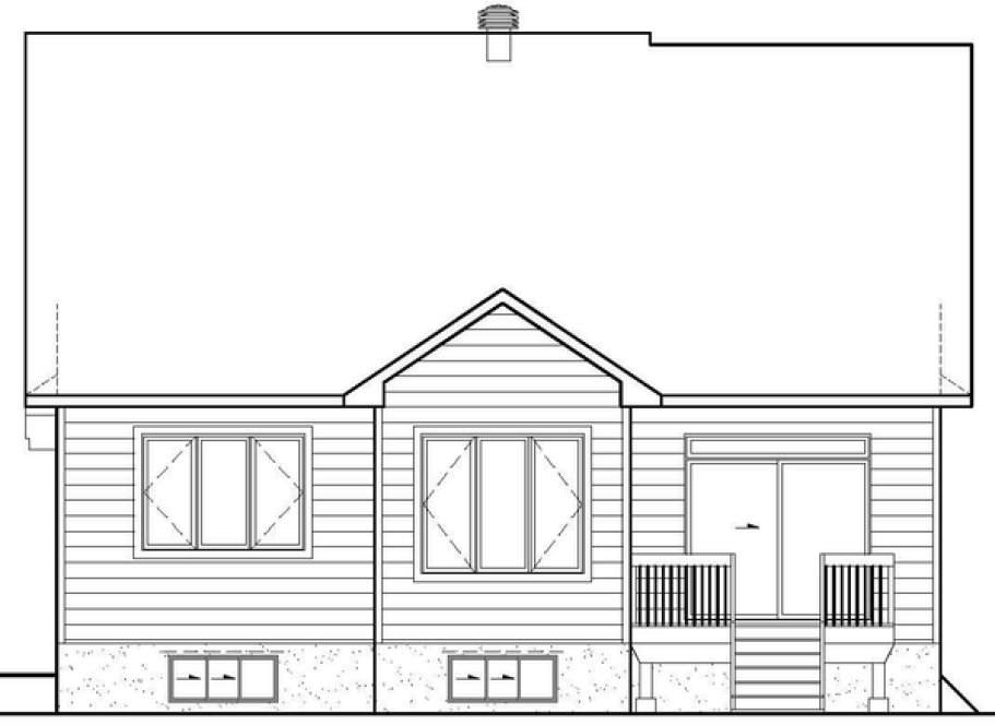 Rear Elevation for House Plan #177631
