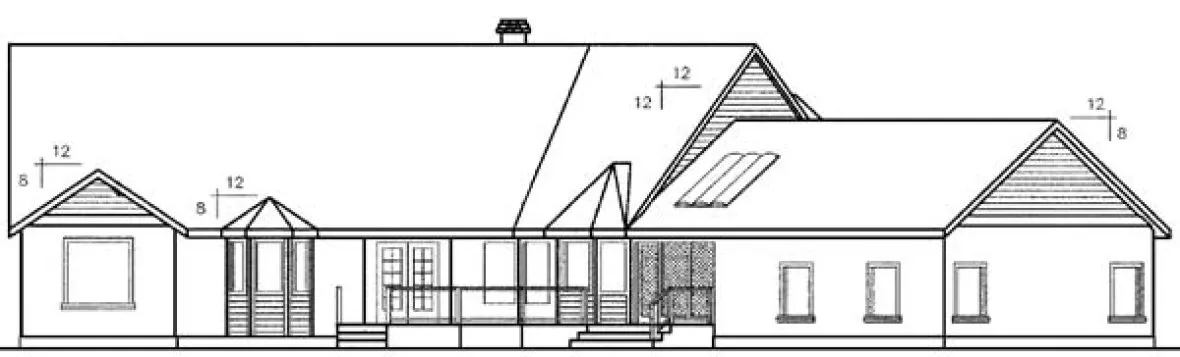 Rear Elevation for House Plan #160904