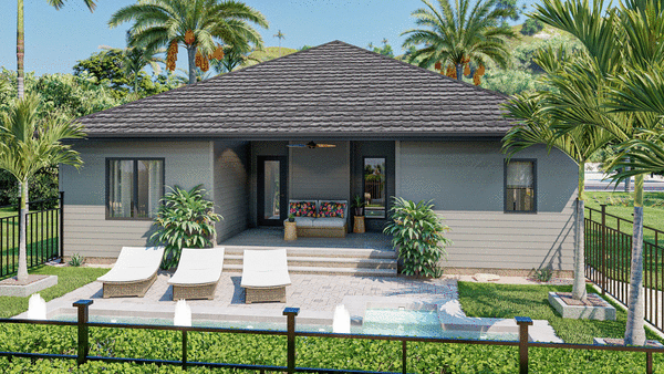 Rear Elevation for House Plan #707231