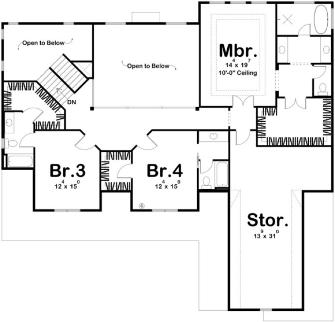 Second Floor Plan for House Plan #707243