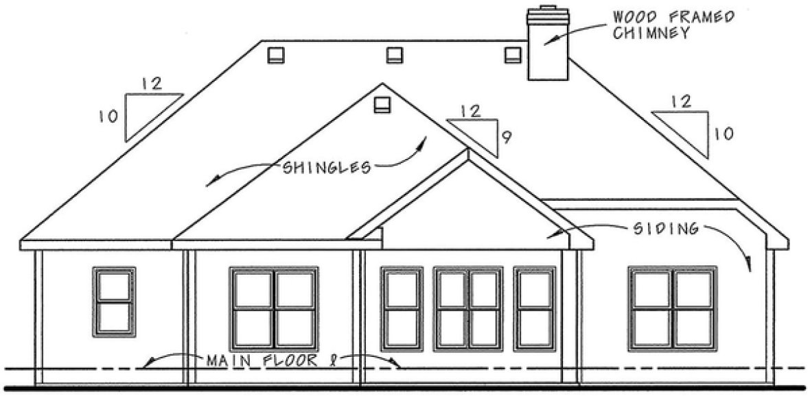 Rear Elevation for House Plan #155331